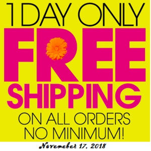 1 Day Only FREE SHIPPING 11/17/2018